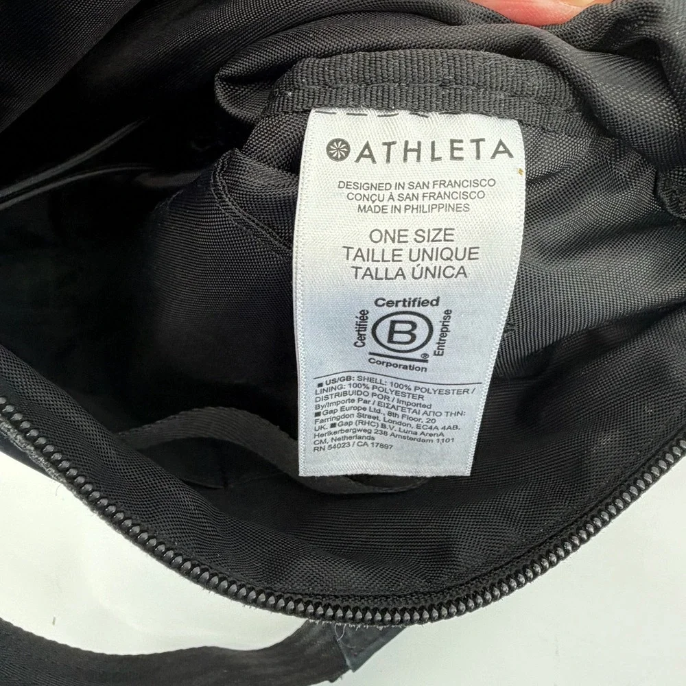 Athleta Revive Crossbody Bag Black Recycled Polyester Crescent Sling Adjustable